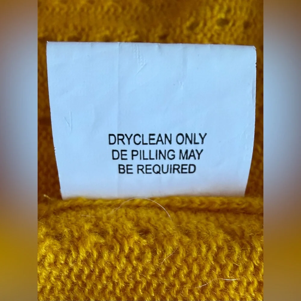 EUC Vtg KAREN WALKER 100% Cashmere Open Weave 3/4 Sleeve Sweater 6 Yellow Gold - Picture 12 of 14